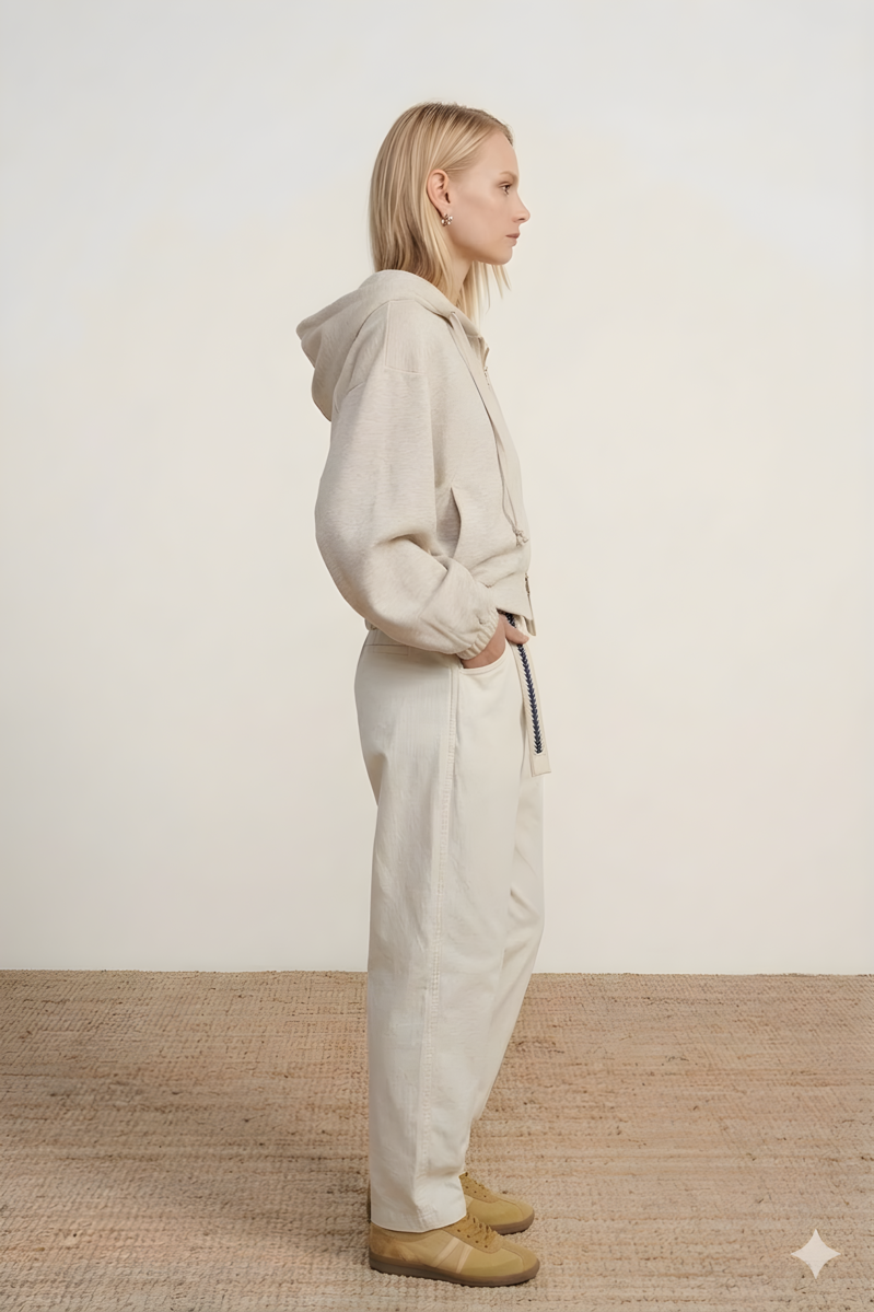 SUDADERA CON CAPUCHA COLOR CRUDO 3